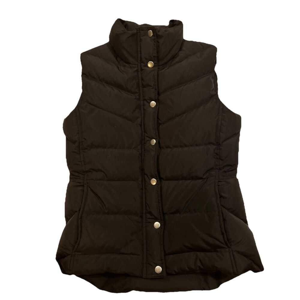 Vintage Y2K J.Crew Puffer Vest XS • Rich Brown Quilted Outdoor Winter Cabin Core - Picture 2 of 8
